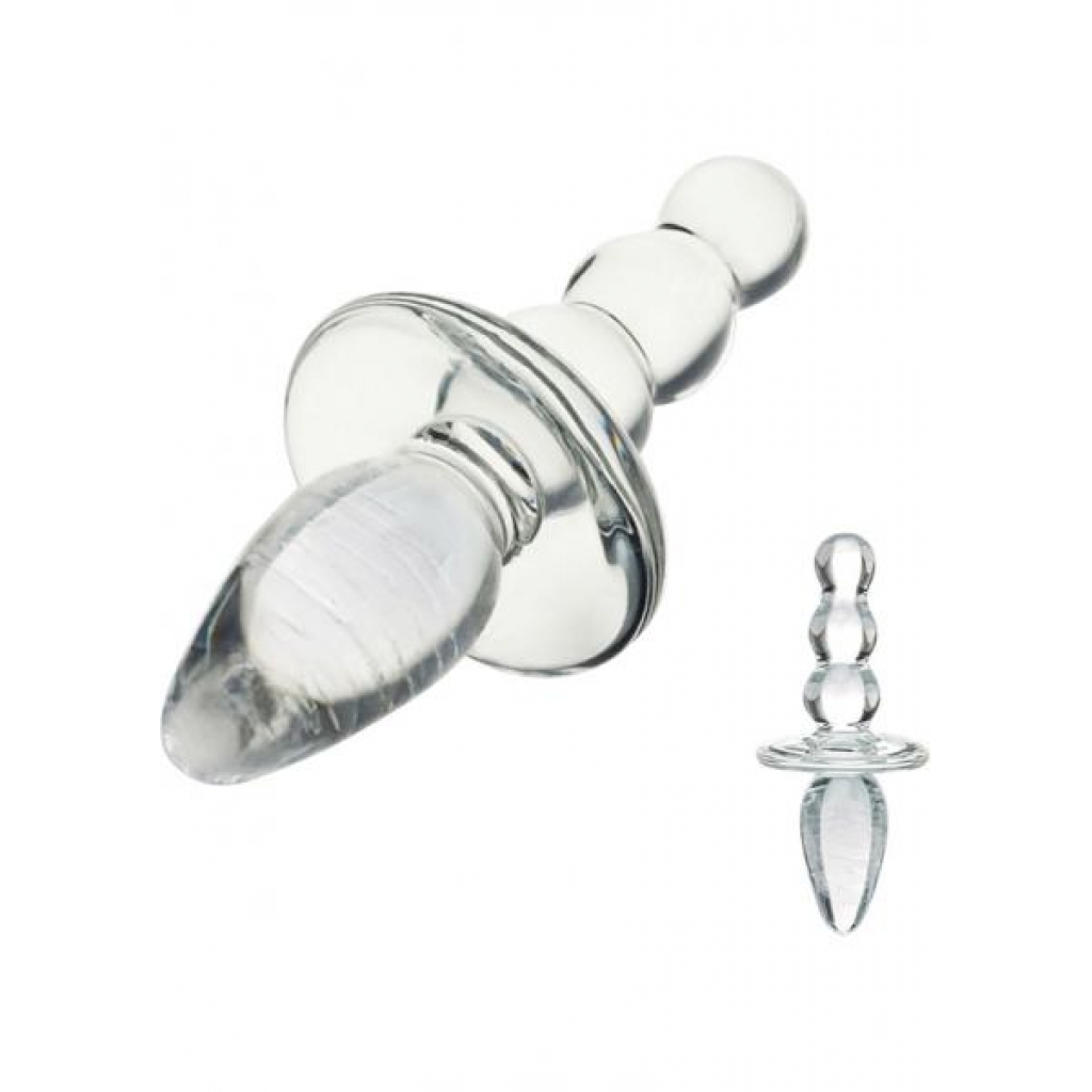 Glas Titus Beaded Glass Butt Plug - Clear