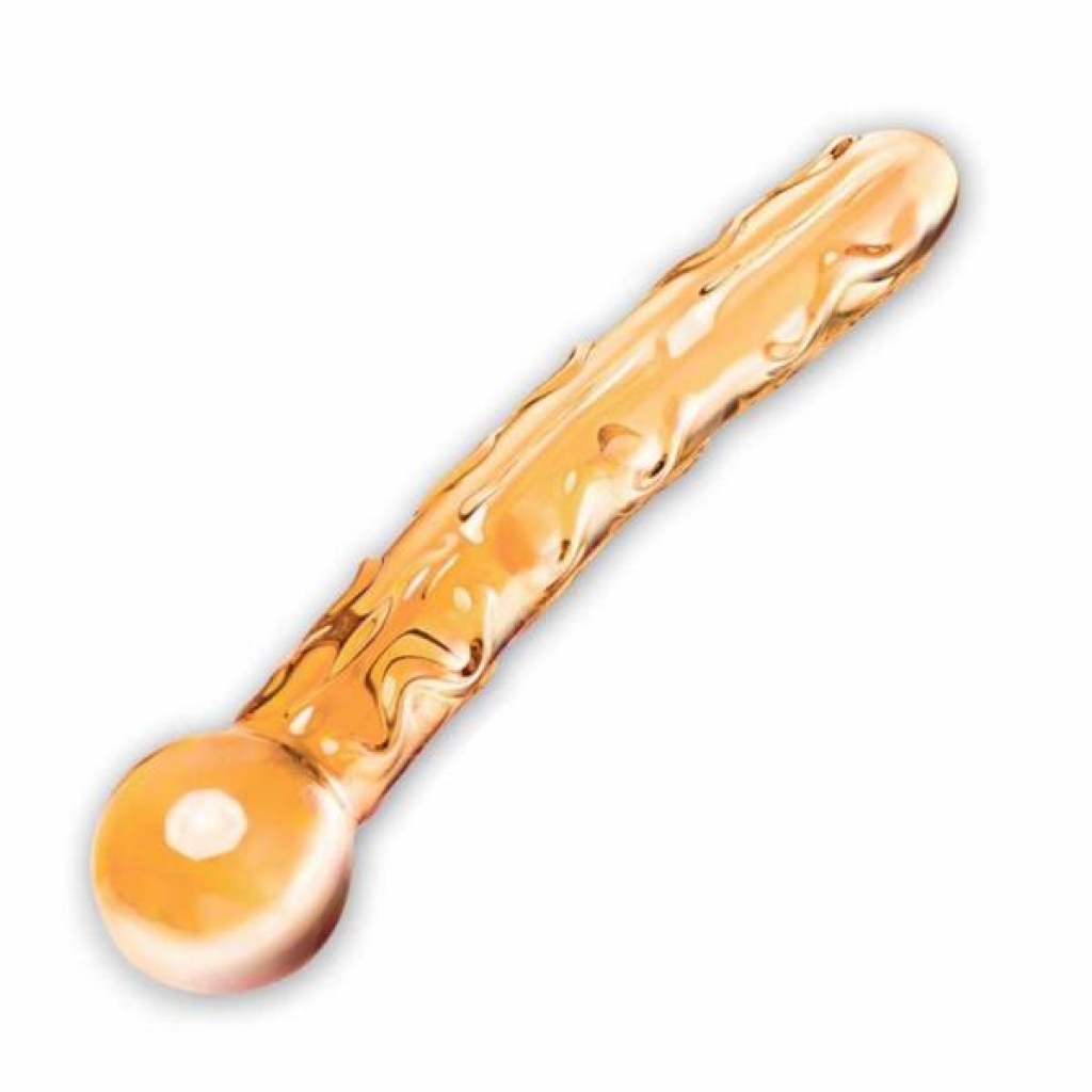 Textured Orange Tickler Glass Dildo