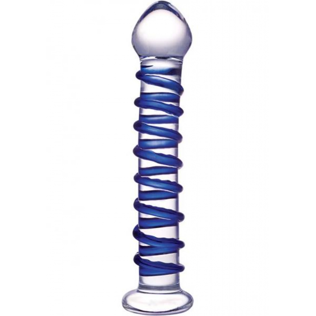 Glas Blue Spiral Glass Dildo - Clear