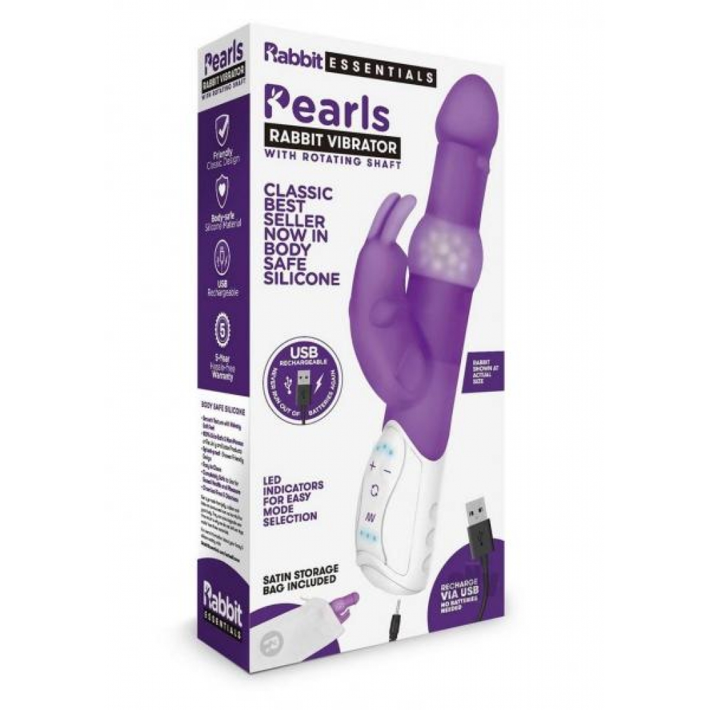 Rechargeable Pearls Rabbit Vibrator - Purple Euphoria