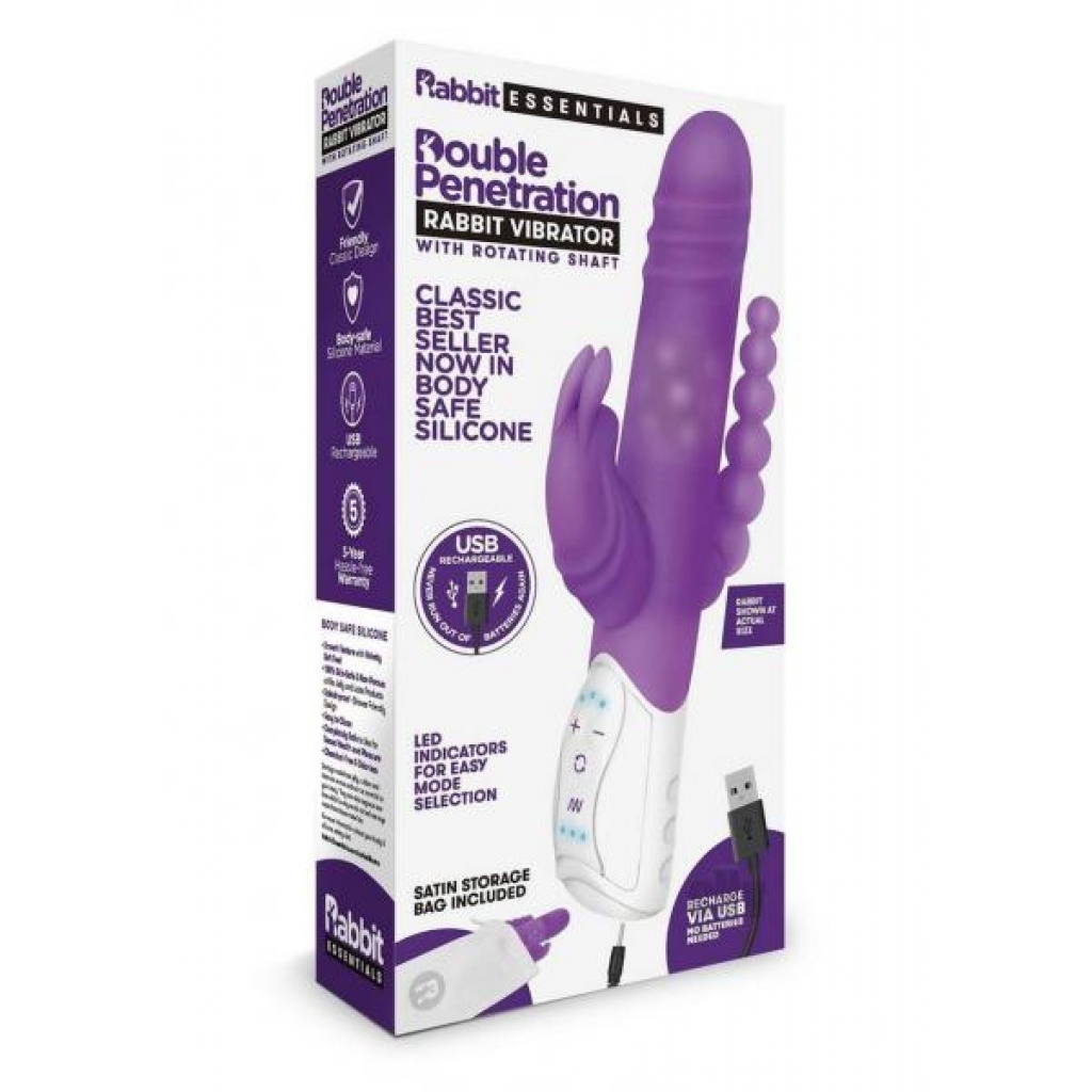 Rechargeable Double Penetration Rabbit Vibe - Purple