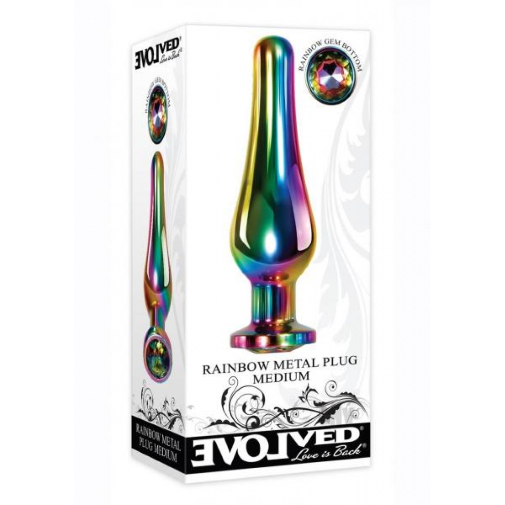 Rainbow Metal Anal Plug - Medium Size