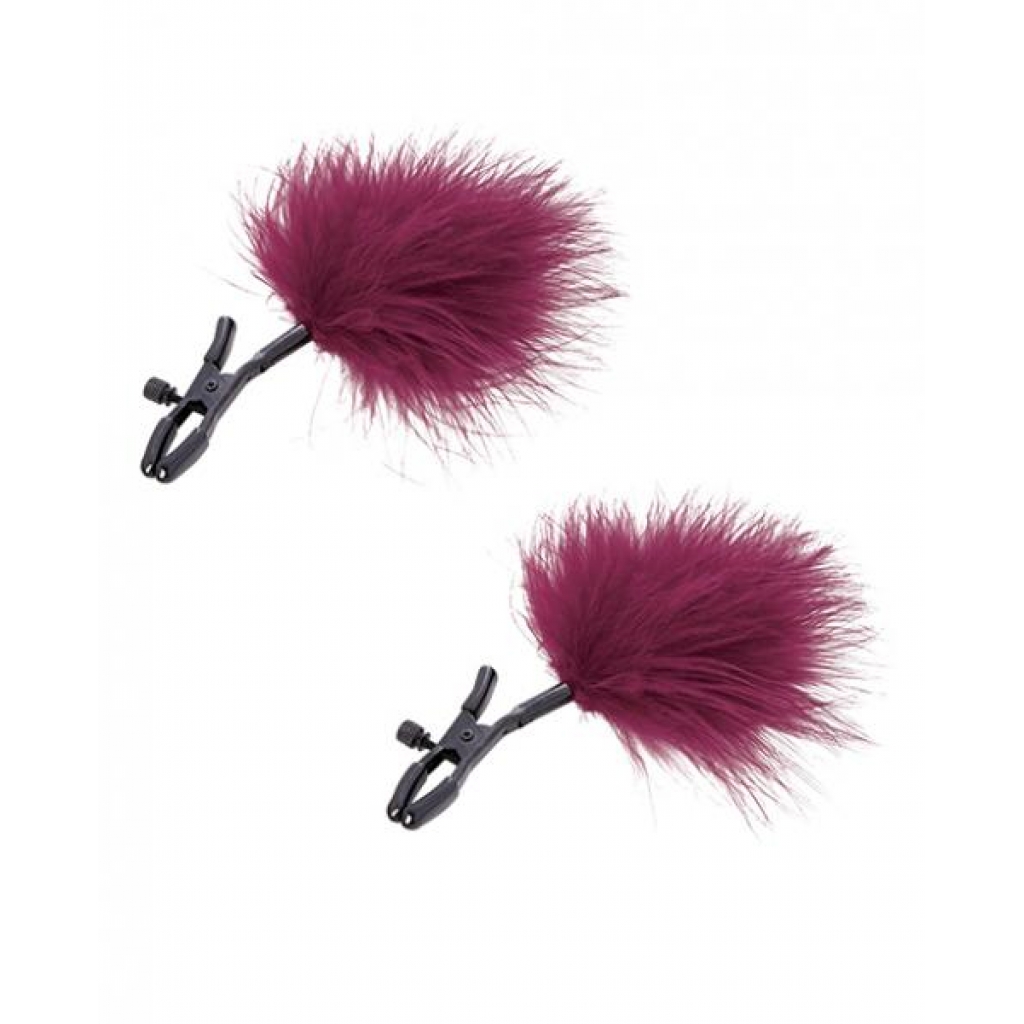 Enchanting Feathered Nipple Clamps - Red