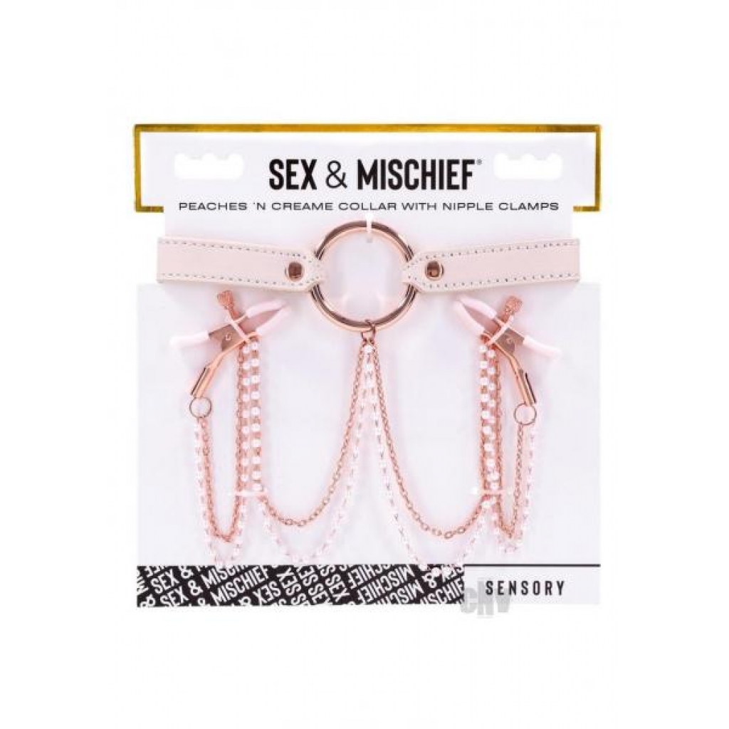 Sandm Peaches N Cream Collar with Nipple Clamps - Beige