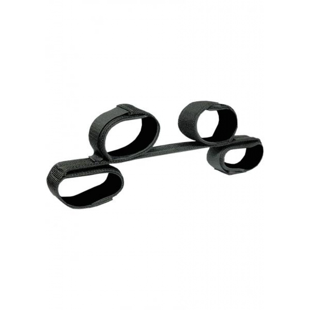 24-Inch Black Bondage Bar with Neoprene Velcro Cuffs