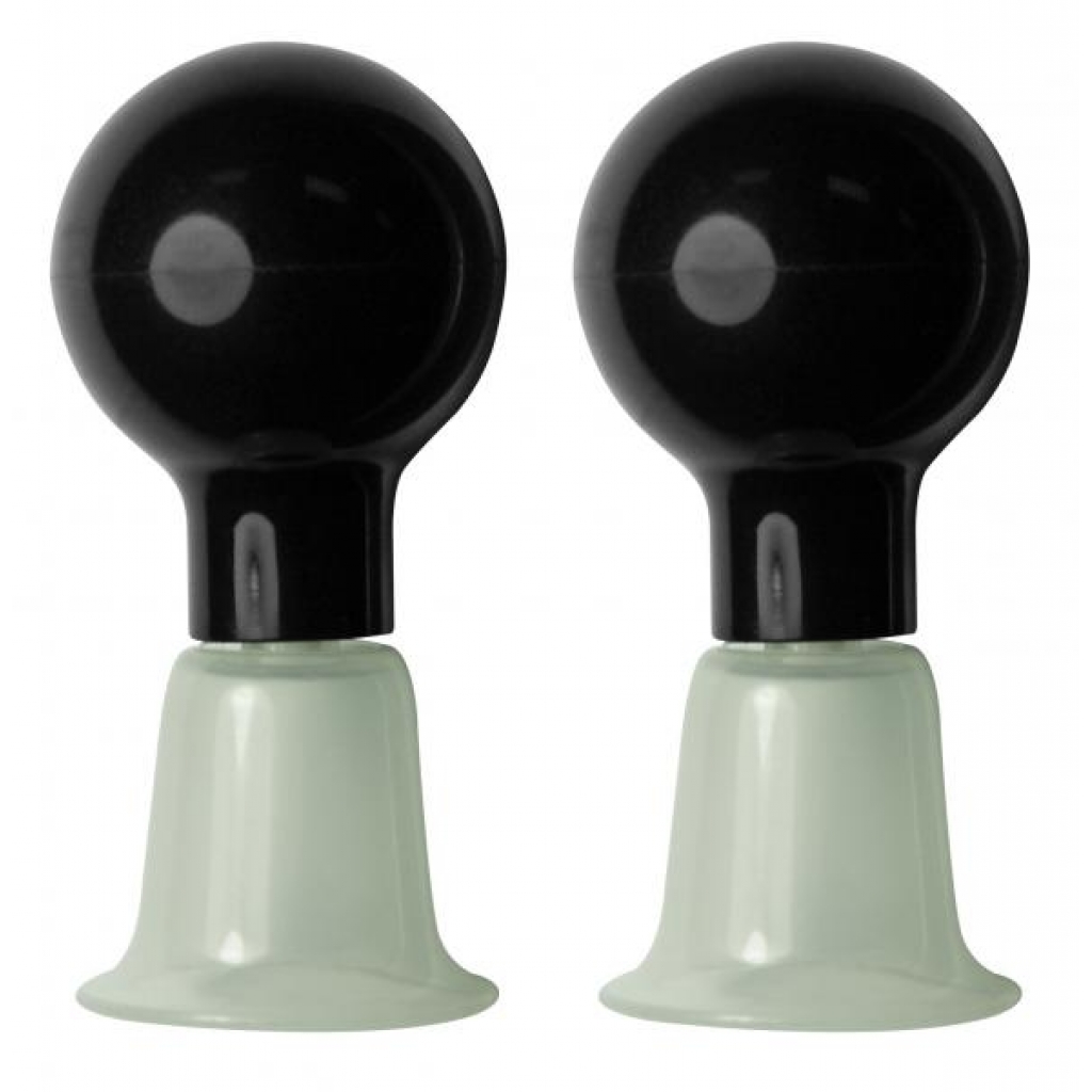 Nipple Suckers with Squeeze Action - Black/White Pair