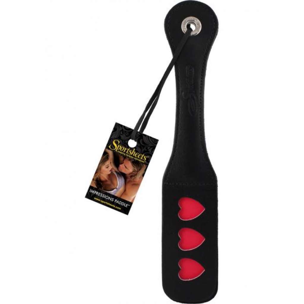 Leather Impression Paddle - Heart-Shaped Spanking Fun