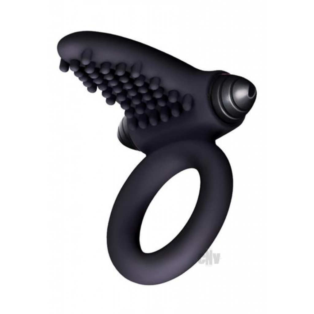 Nines Bullet Ring Tongue Vibrator - Flexible Pleasure in Black