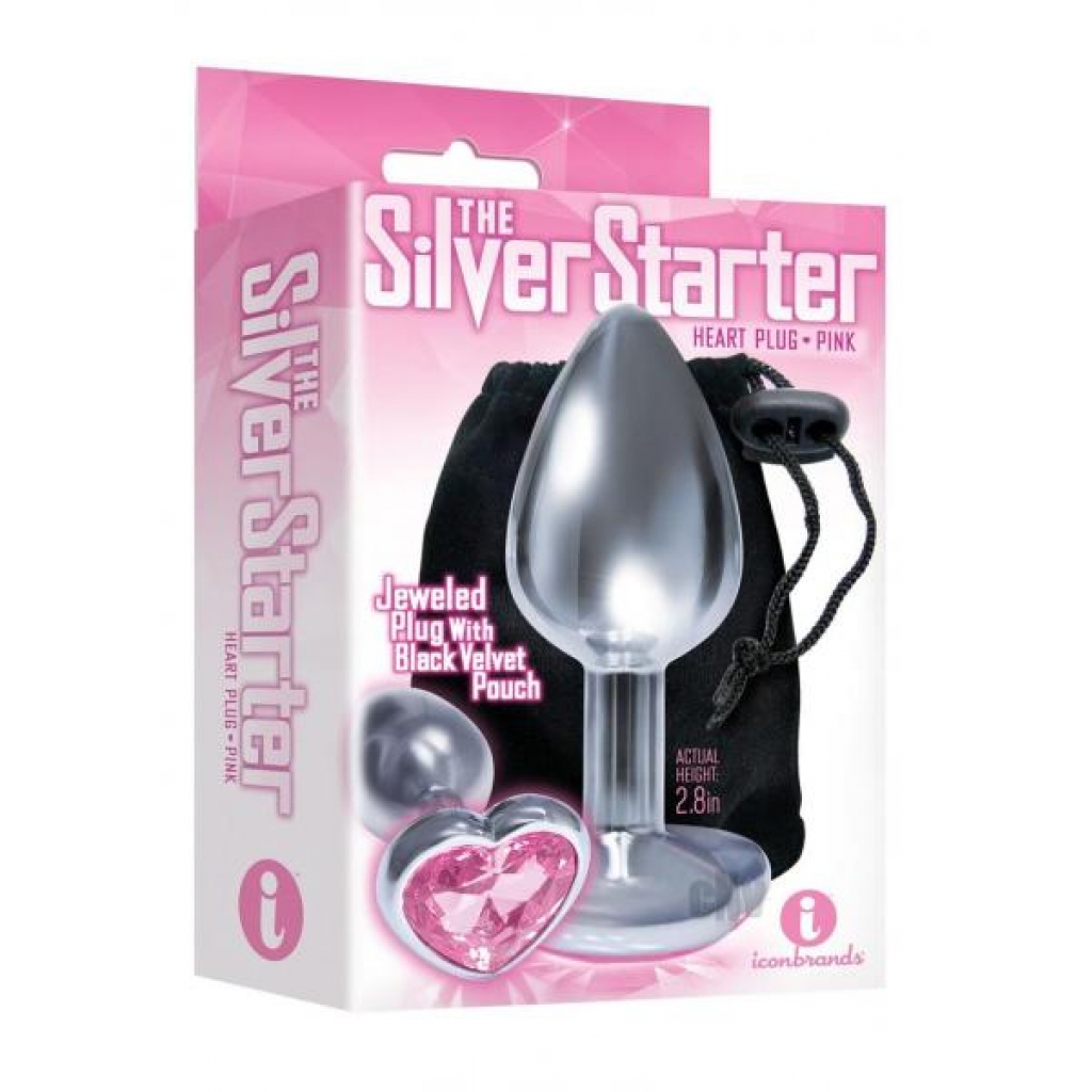 The 9 Silver Starter Heart Plug - Pink