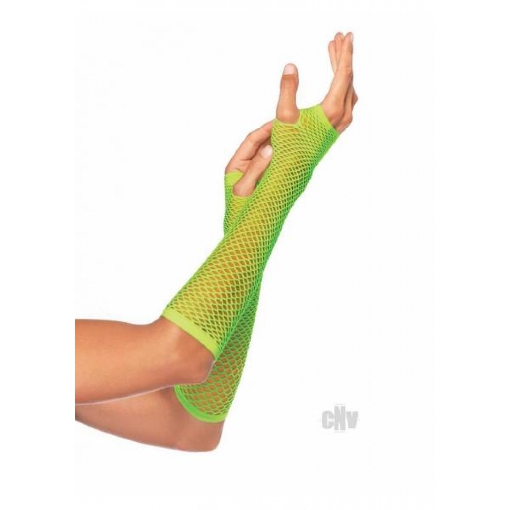 Triangle Net Fingerless Gloves - OS Green