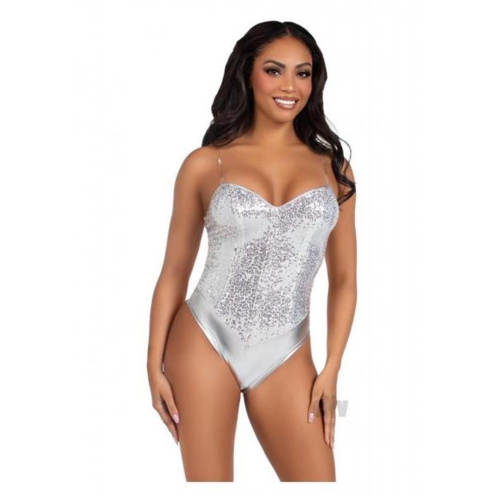 Sequin Bone Snap Bodysuit with Strap - Small