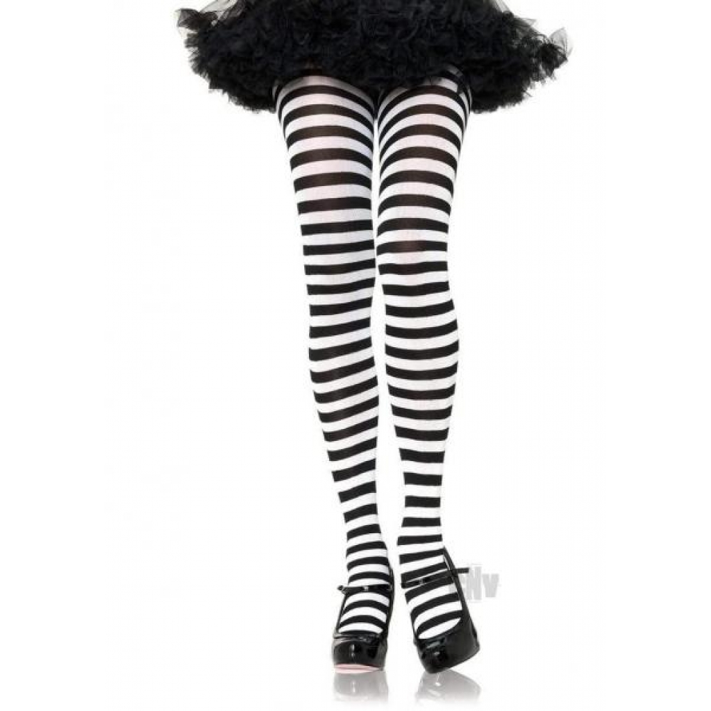 Striped Tights - 3x-4x Black/White