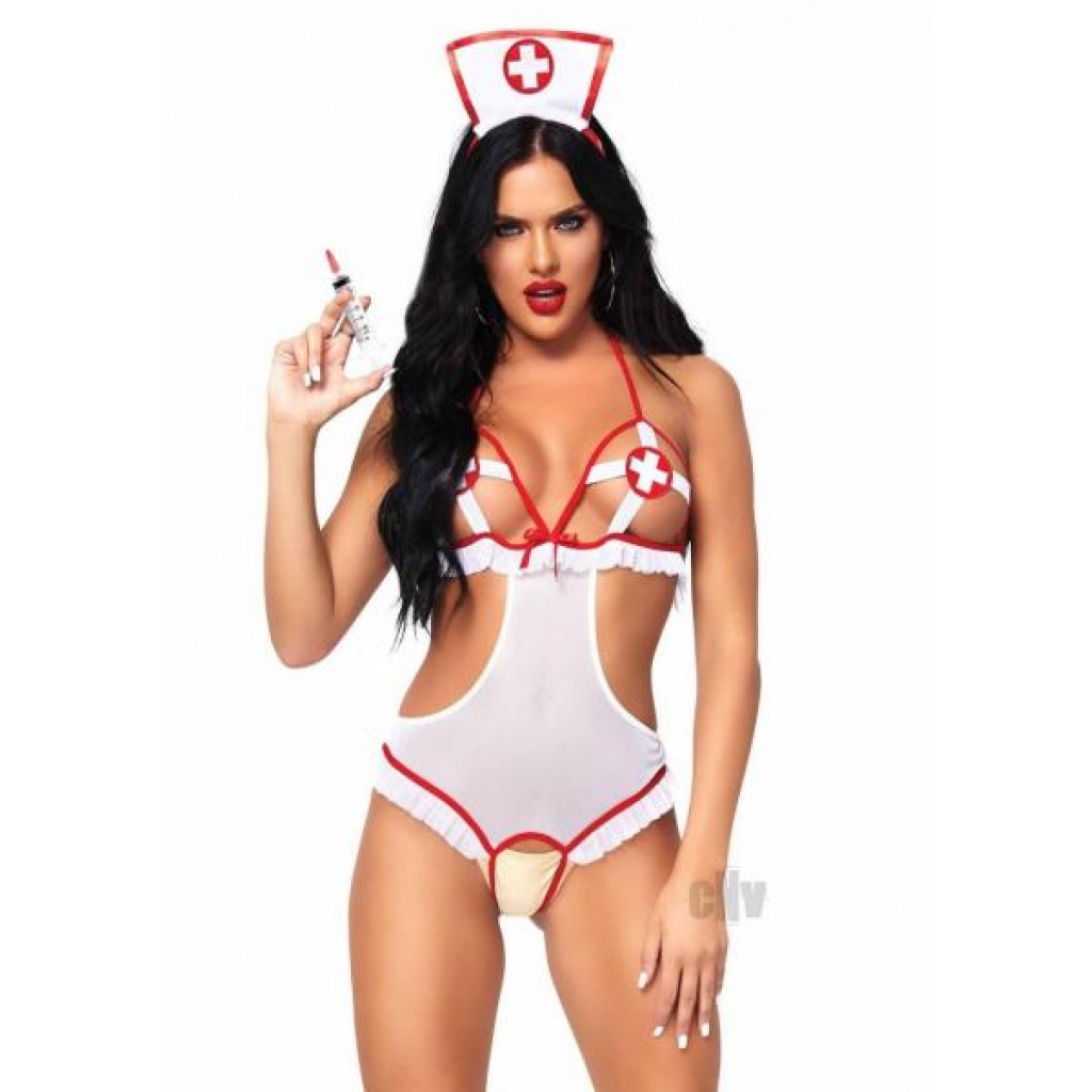 Naughty Nurse 2pc OS - White/Red