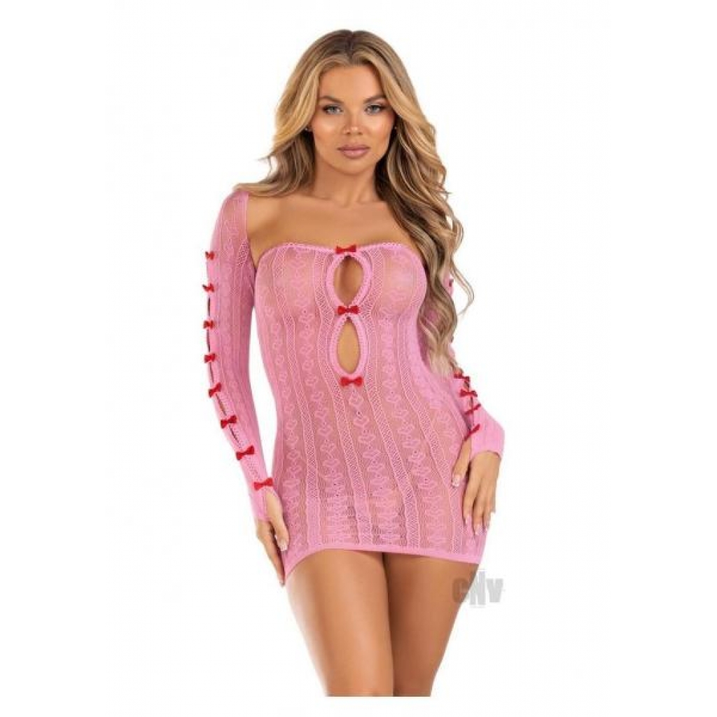 Sweetheart Tube Shrug with Keyhole and Bow - OS Pink