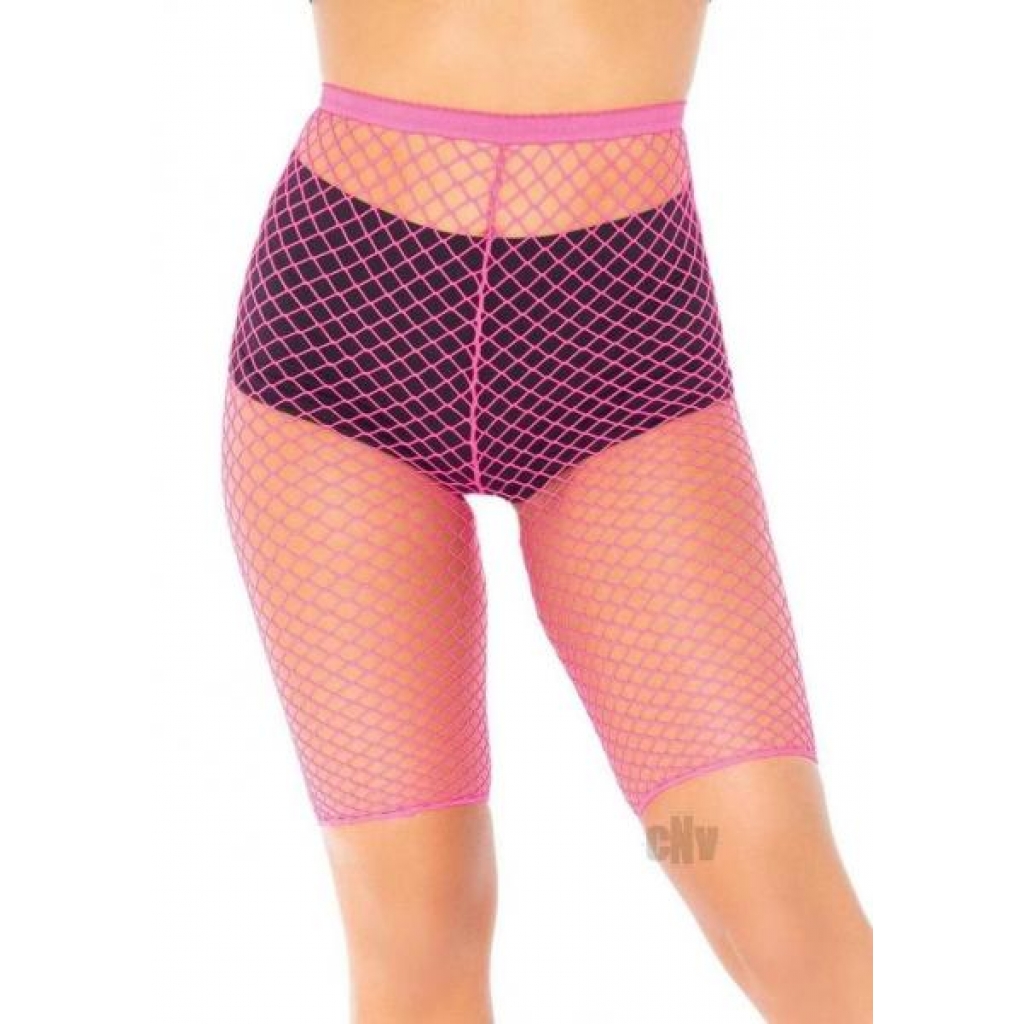 Industrial Net Biker Shorts in Neon Pink