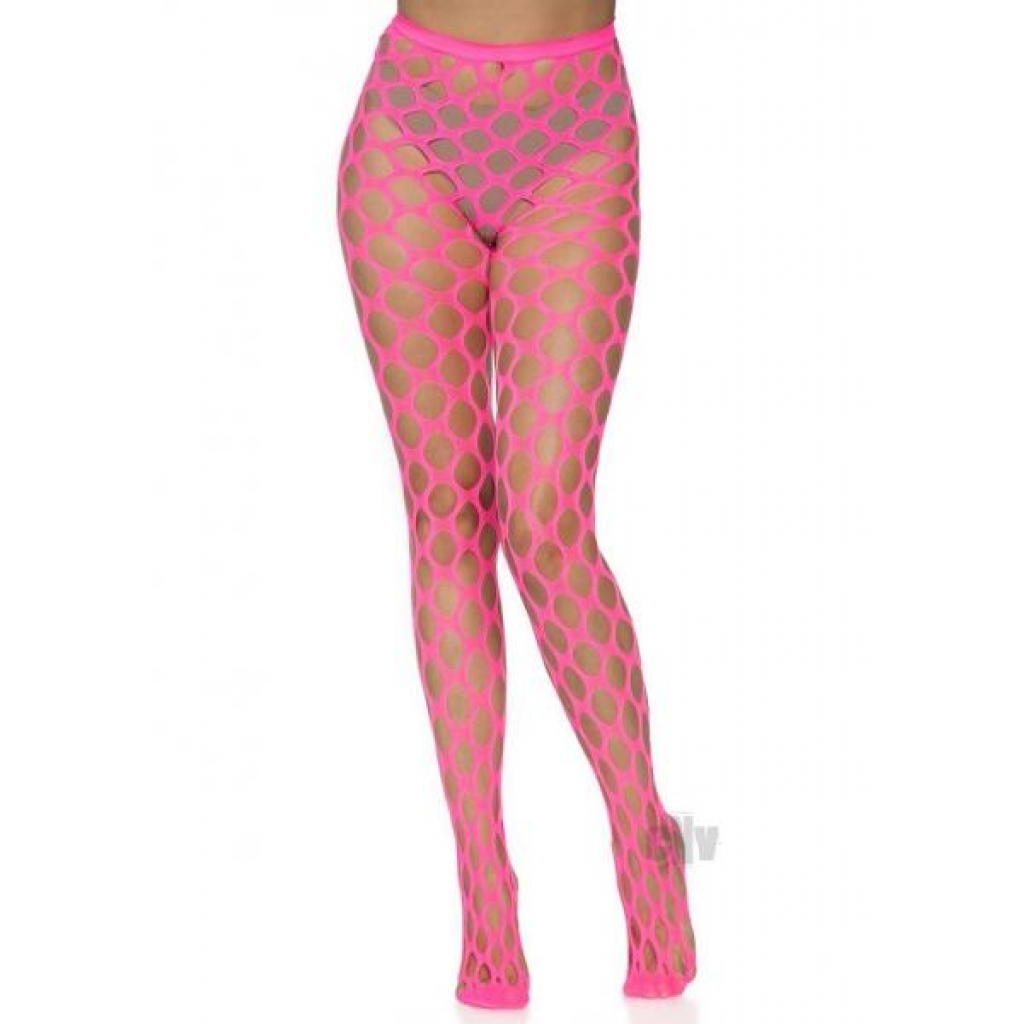 Jumbo Pothole Net Tights - Neon Pink