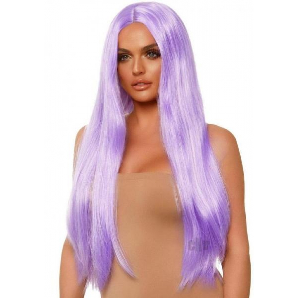 Long Straight Center Part Wig - Lavender Purple