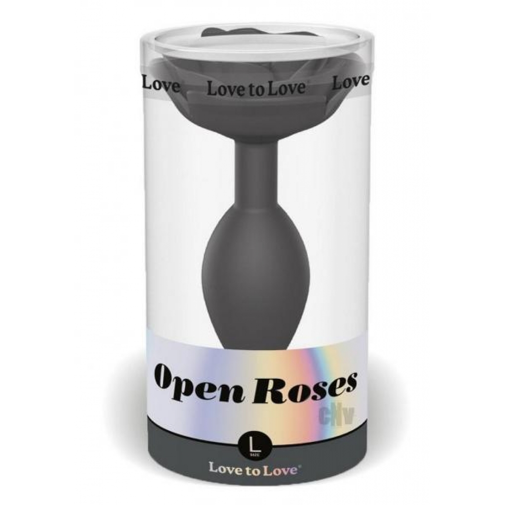 Open Roses Large Anal Plug - Black Onyx