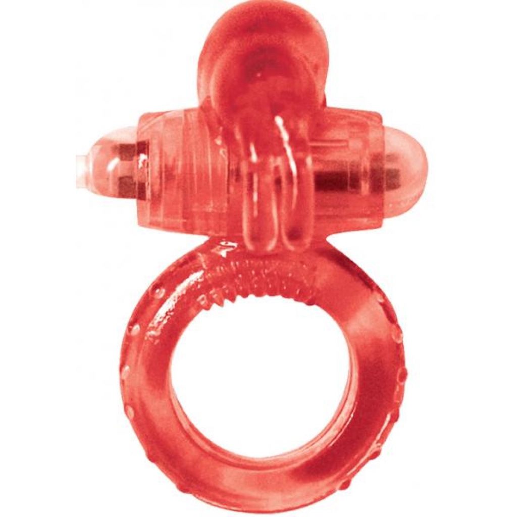 Clit Buddy 2 Rockin Rabbit Cock Ring - Red