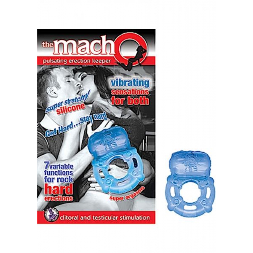 The Macho Erection Keeper 7 Function Vibrating Cockring - Blue