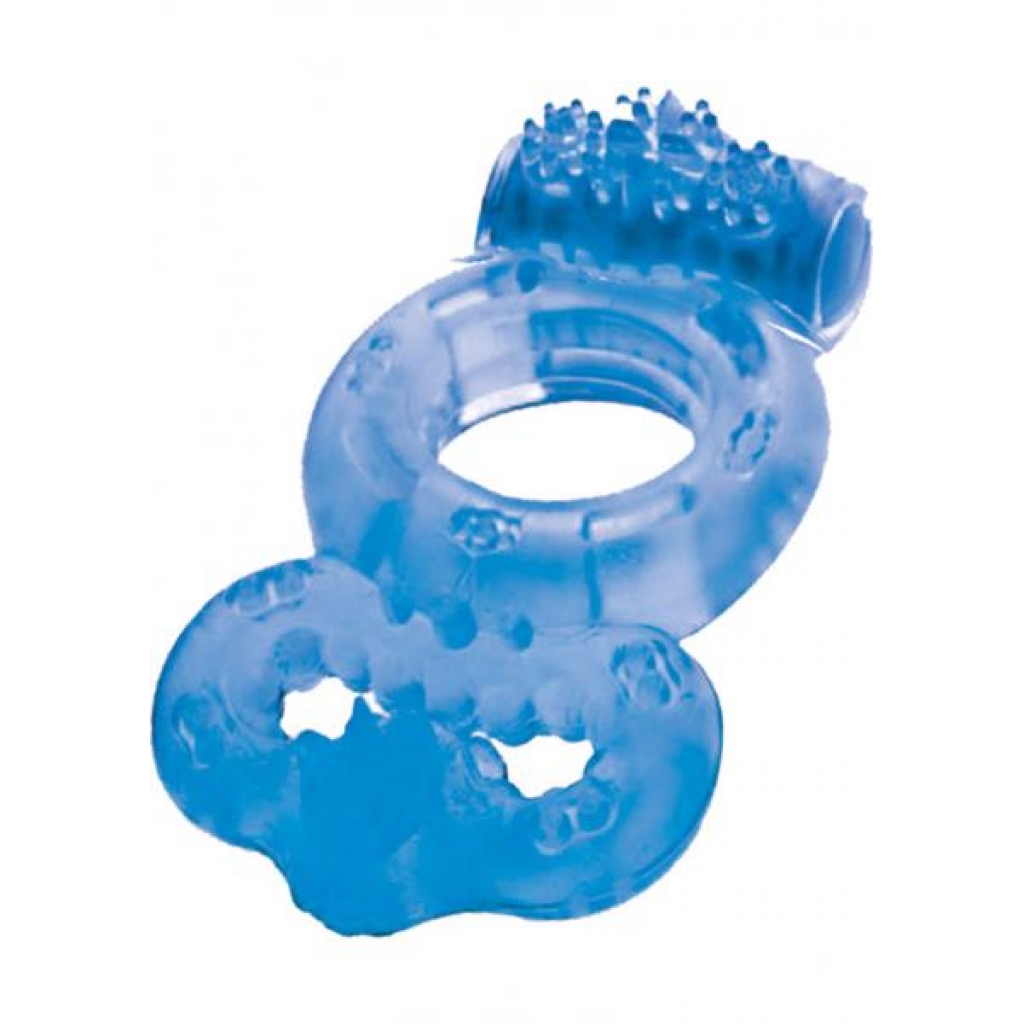 The Macho Double Ring Vibrating Cock Ring - Blue