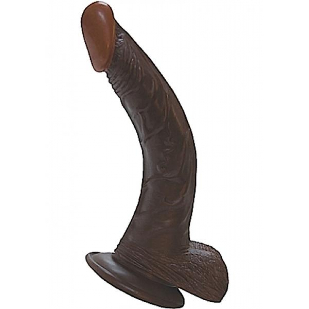 Afro-American Whoppers 8in Curved Dong with Balls - Brown