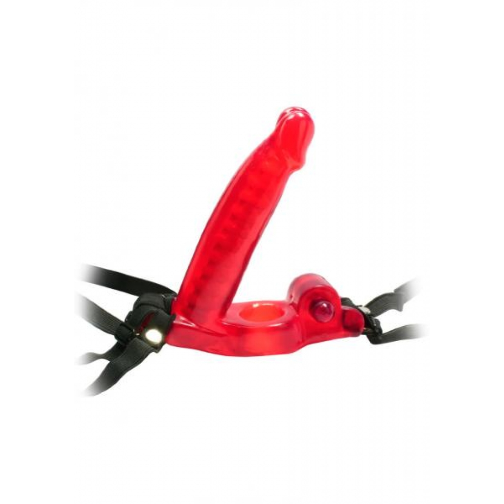 Double Penetrator Strap-On Cock Ring Red