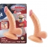 All American 4 inches Curved Dong with Balls - Beige