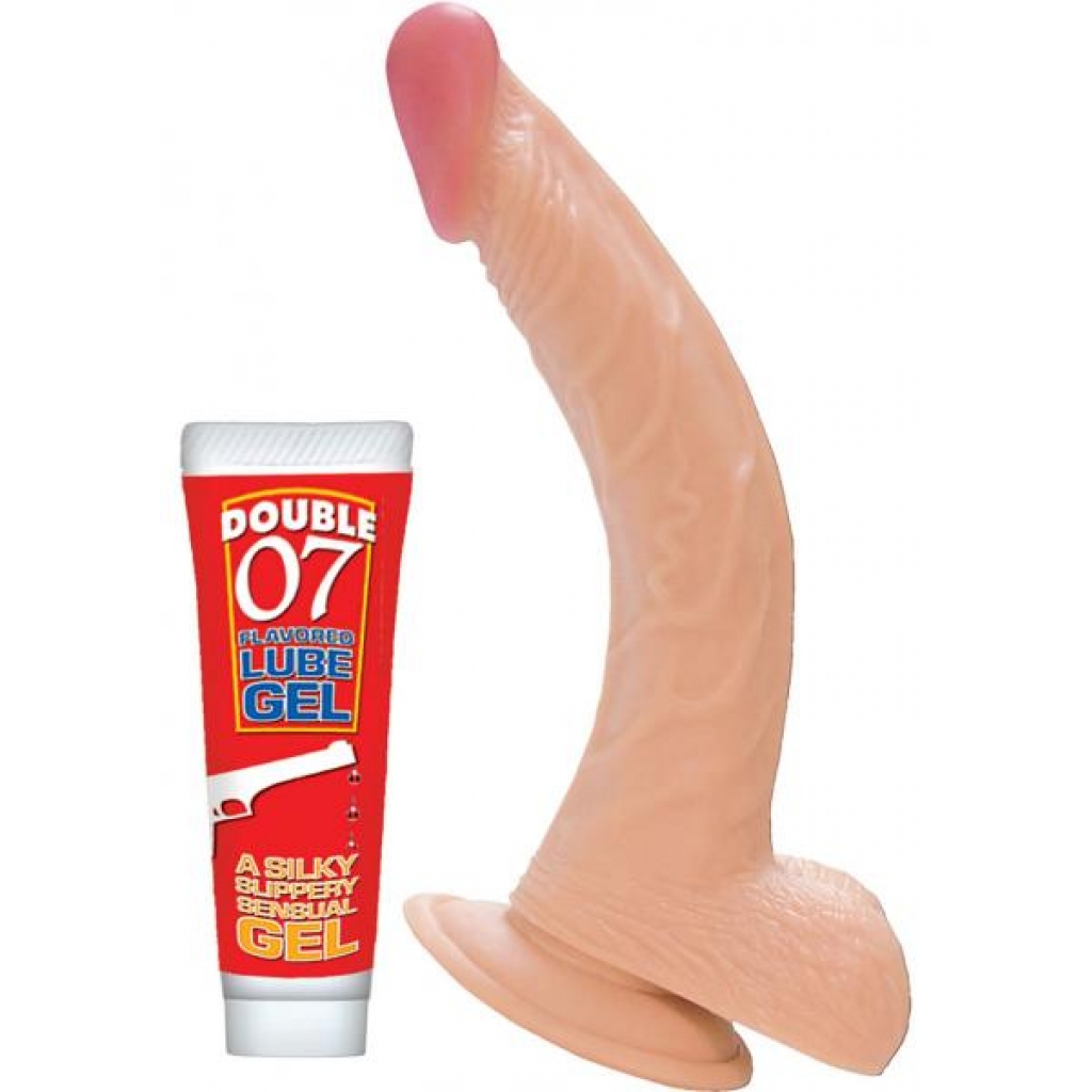 All American Whoppers 8 inches Curved Dong - Balls Beige