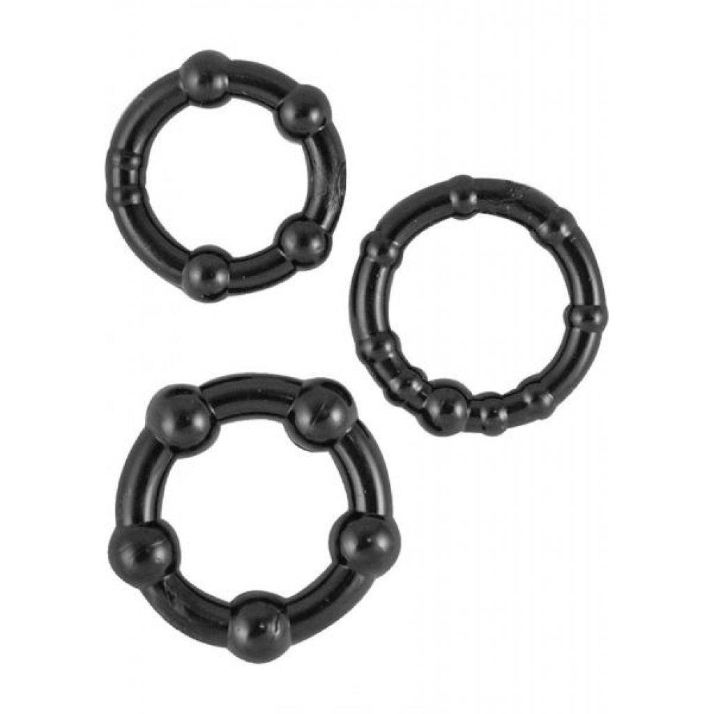 Beaded Cock Rings - 3 Pack - Black