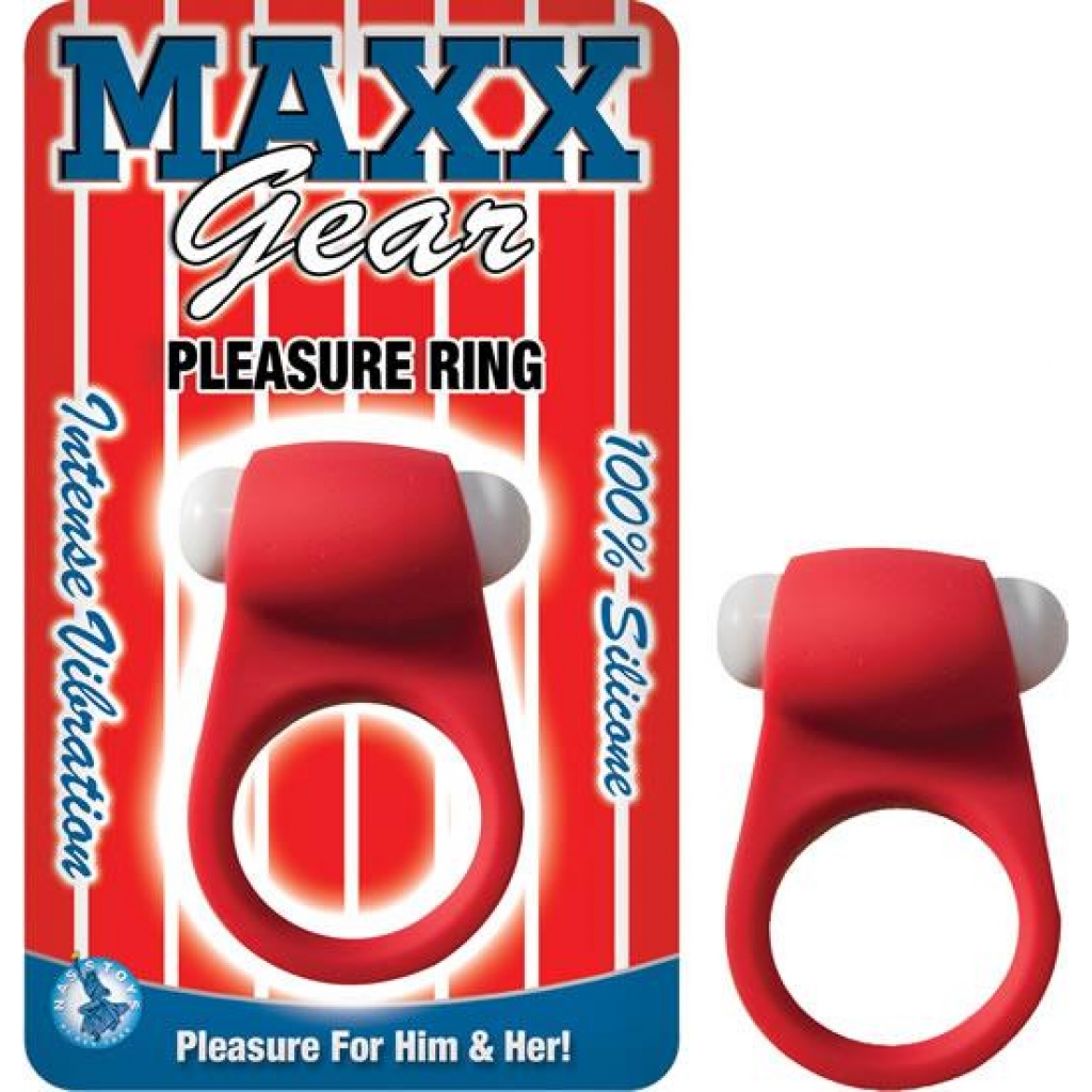 Maxx Gear Pleasure Ring - Red Vibrating Cockring