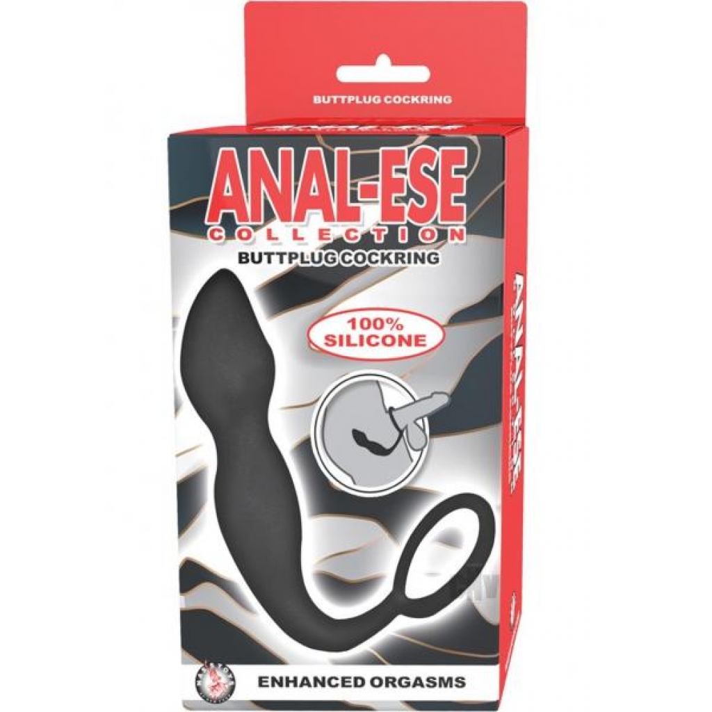 Anal Ese Coll Buttplug Cockring - Black