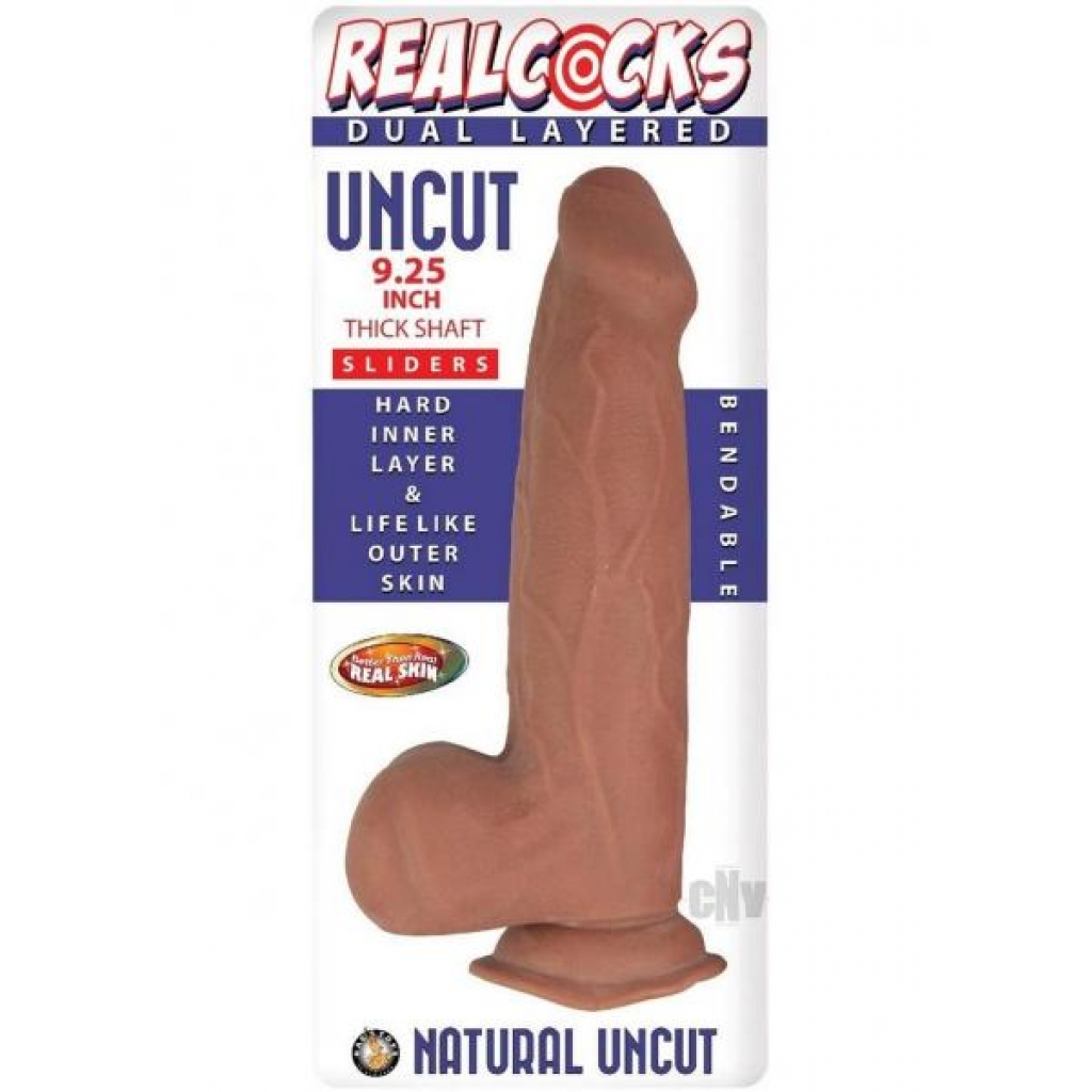 Realcocks Dual Layer Uncut Dildo - 9.25 Inch Brown