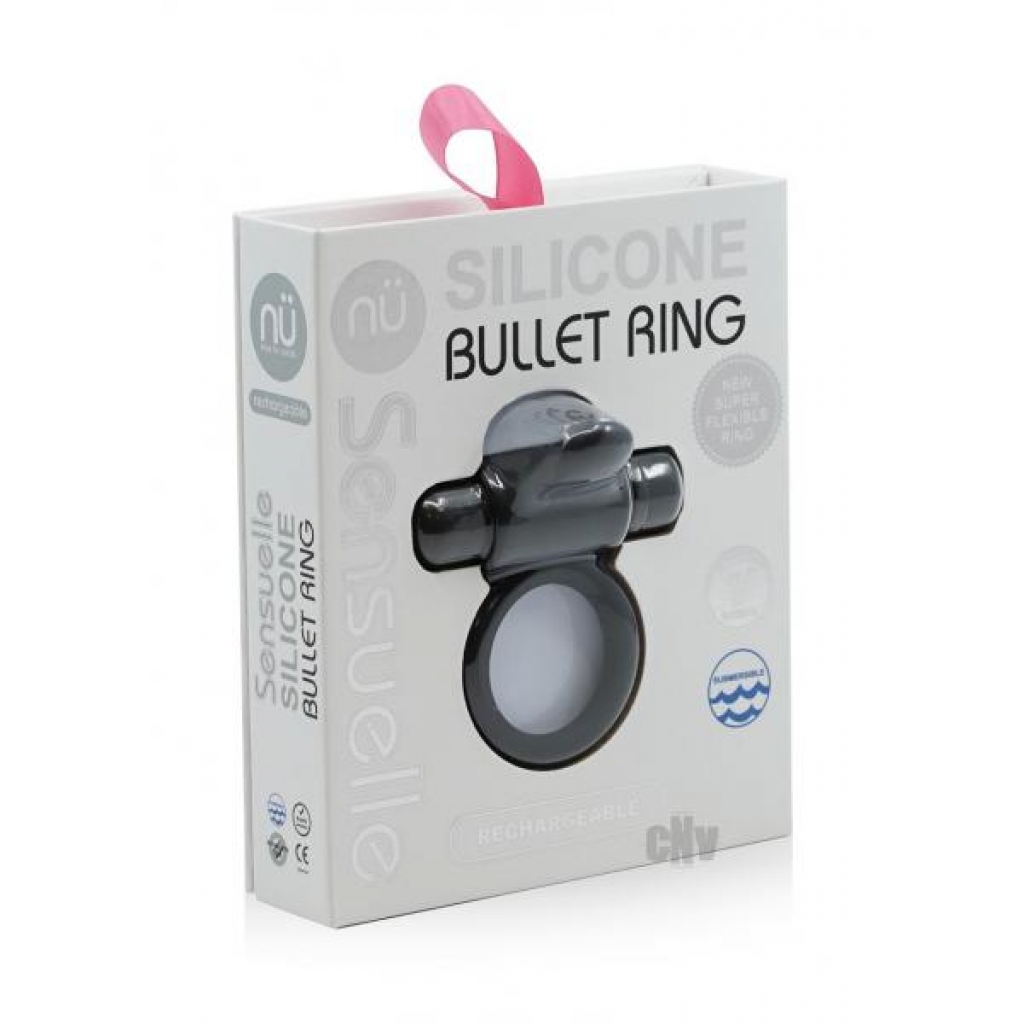 Sensuelle Silicone Bullet Ring - Black