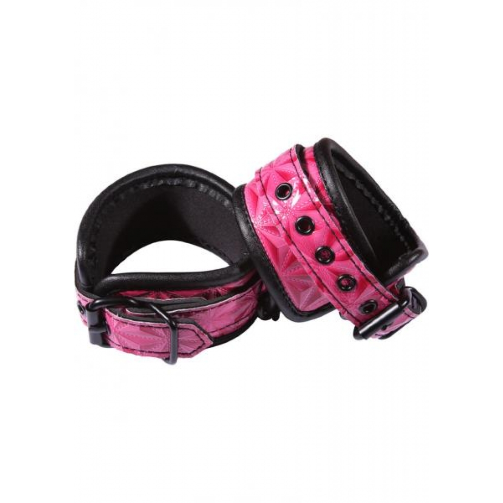 Sinful Vinyl Adjustable Wrist Cuffs - Pink