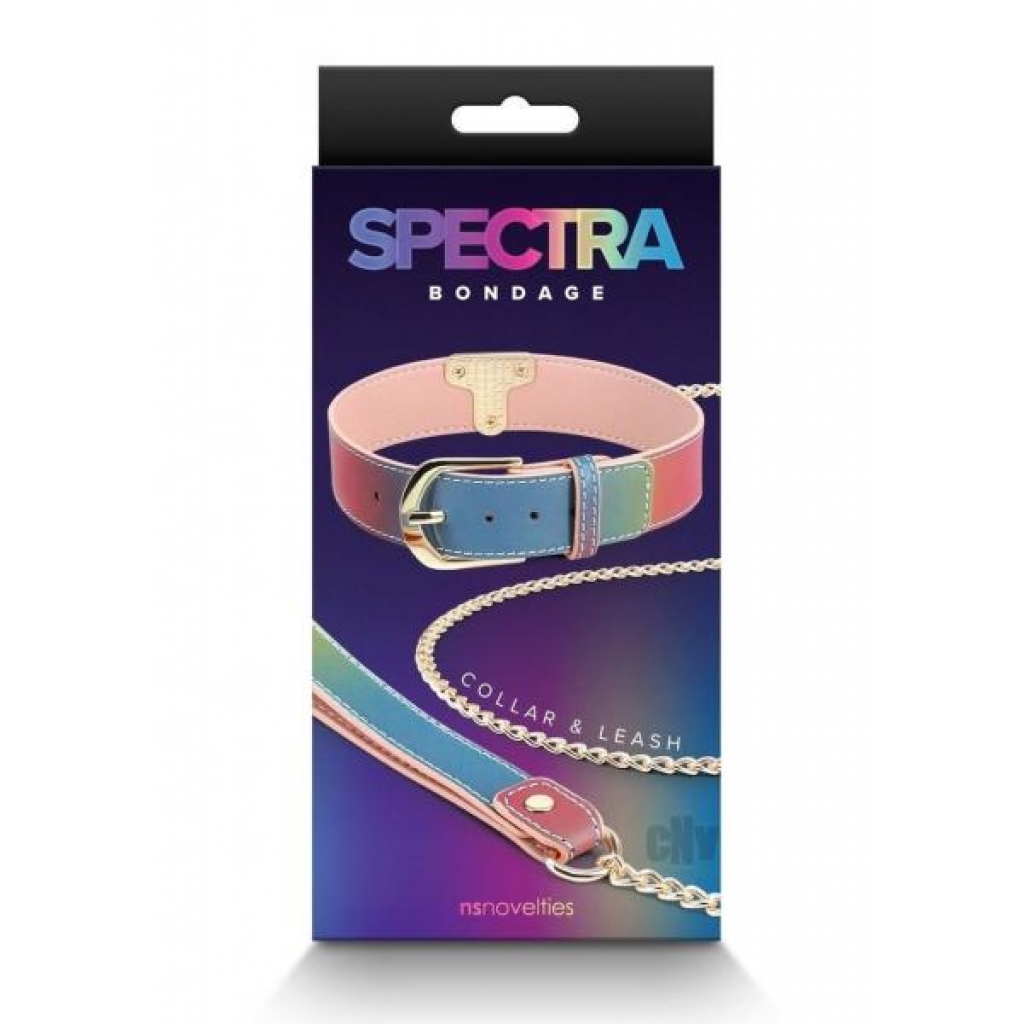 Spectra Bondage Collar and Leash - Rainbow