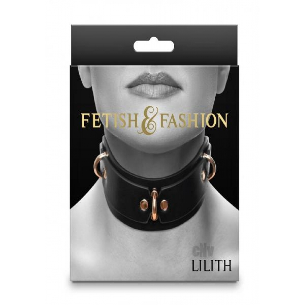 Fetish Fashion Lilith Collar - Black/Gold Red