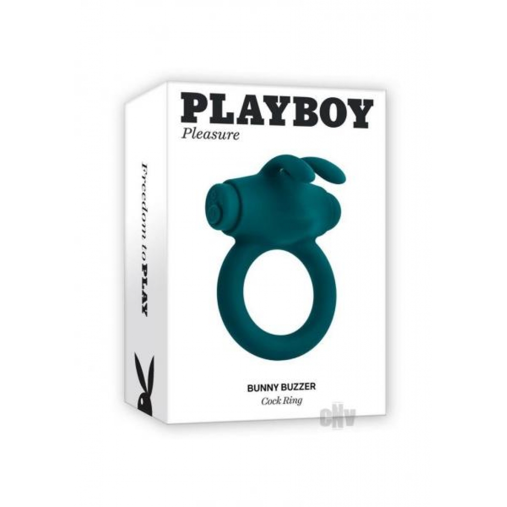 Playboy Bunny Buzzer Vibrating Cock Ring - Teal Green