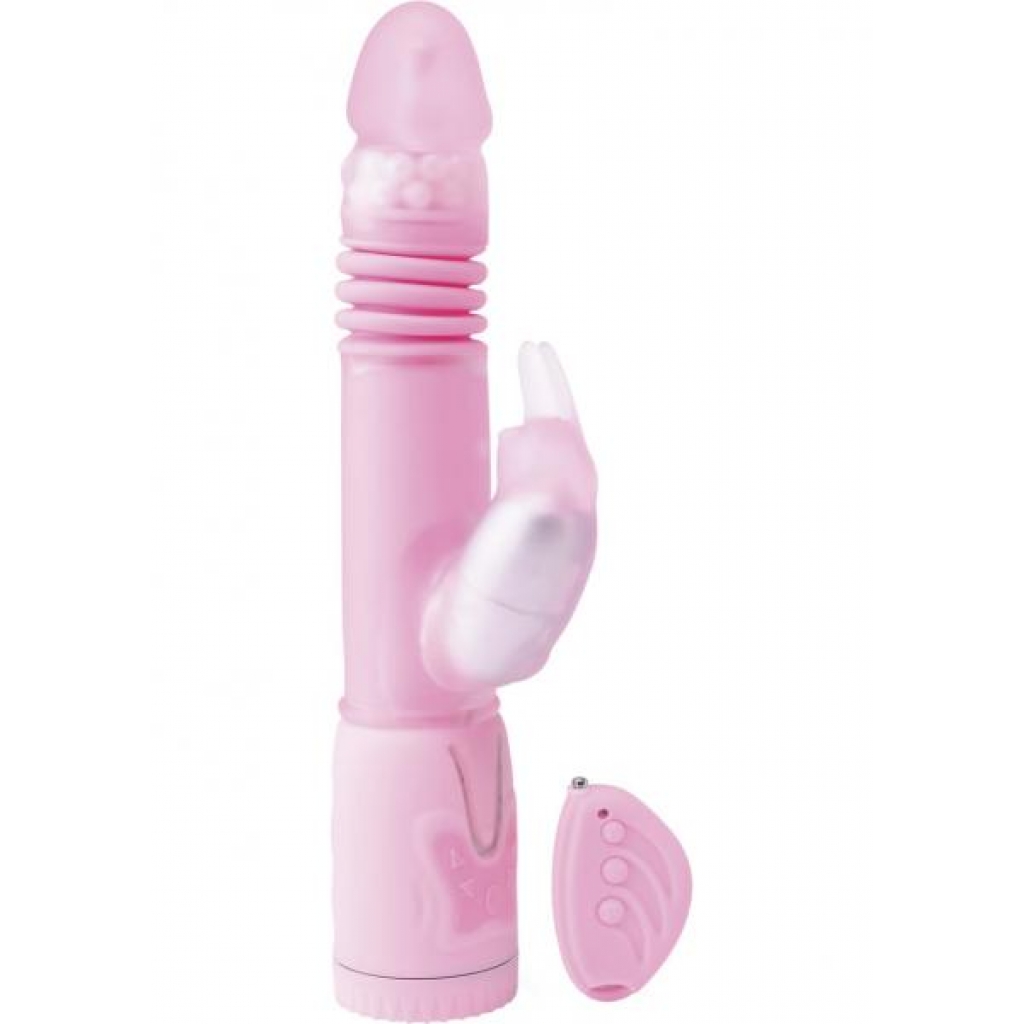 Remote Control Thrusting Rabbit Pearl Vibrator - Pink