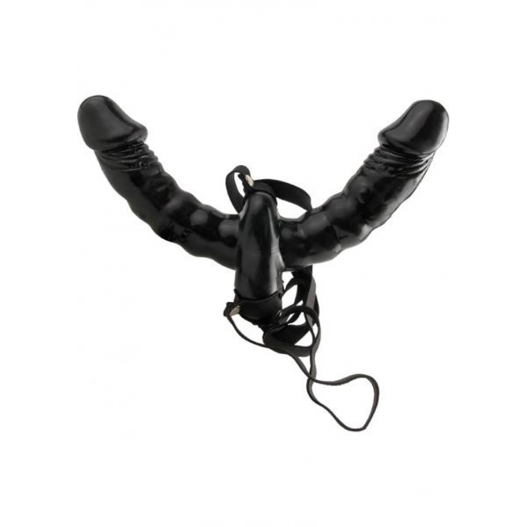 Vibrating Double Delight Strap-On - Black