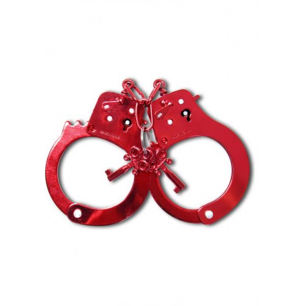 Fetish Fantasy Anodized Cuffs in Red for Sensual Restraint