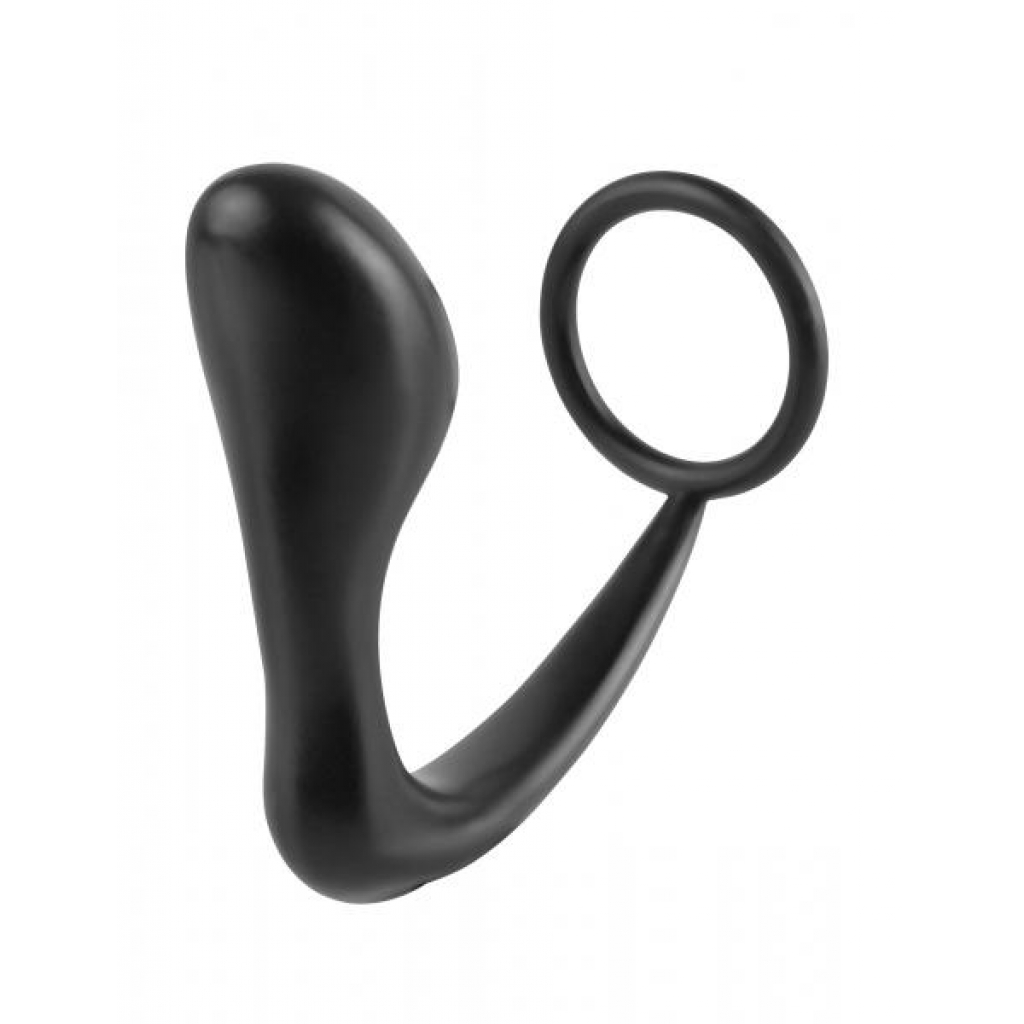 Ass-Gasm Silicone Cockring Plug Black