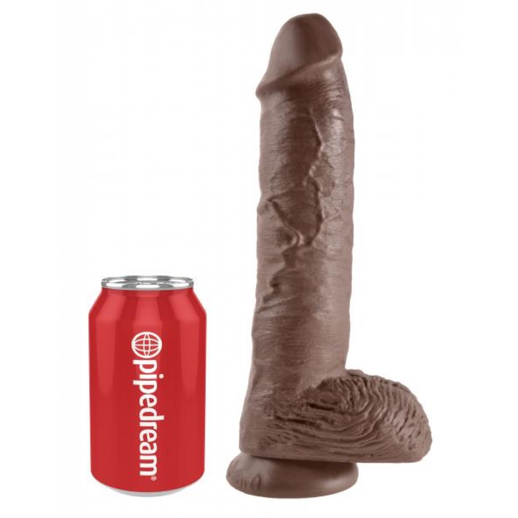 10-Inch Realistic Cock with Balls - Brown