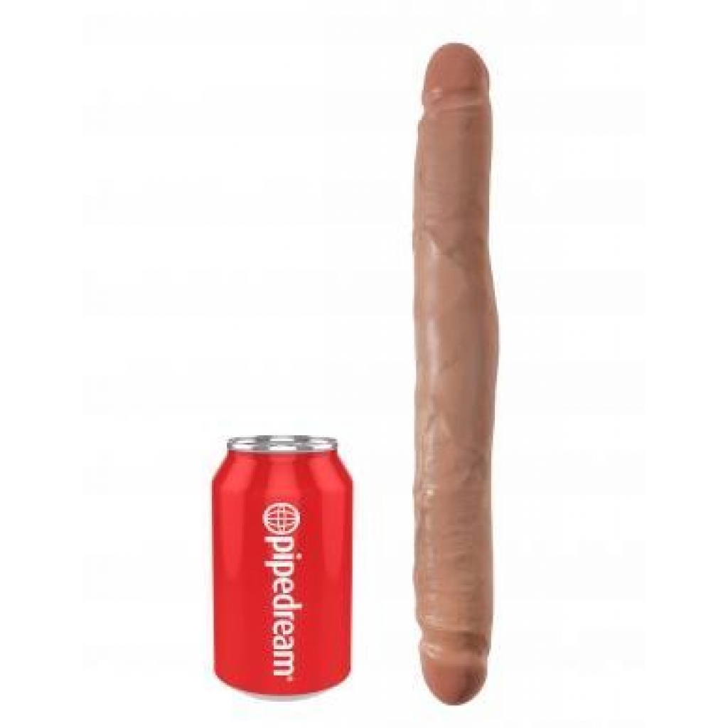 King Cock 12 Inch: Slim Double Dildo in Tan