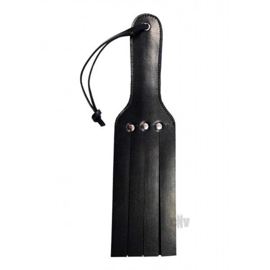 4 Strap Leather Paddle - Black