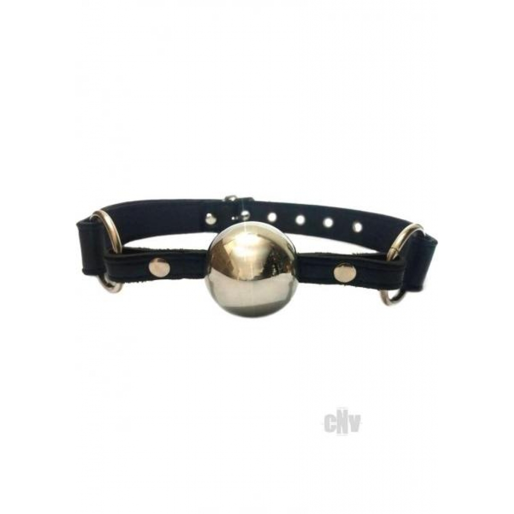 Rouge Black Leather Ball Gag with Silver Ball