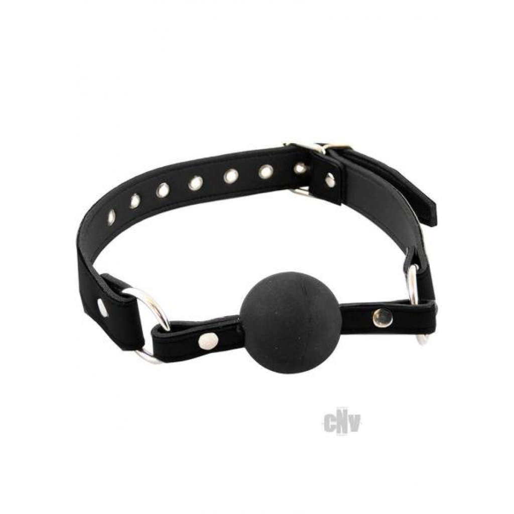 Premium Adjustable Leather Ball Gag - Black