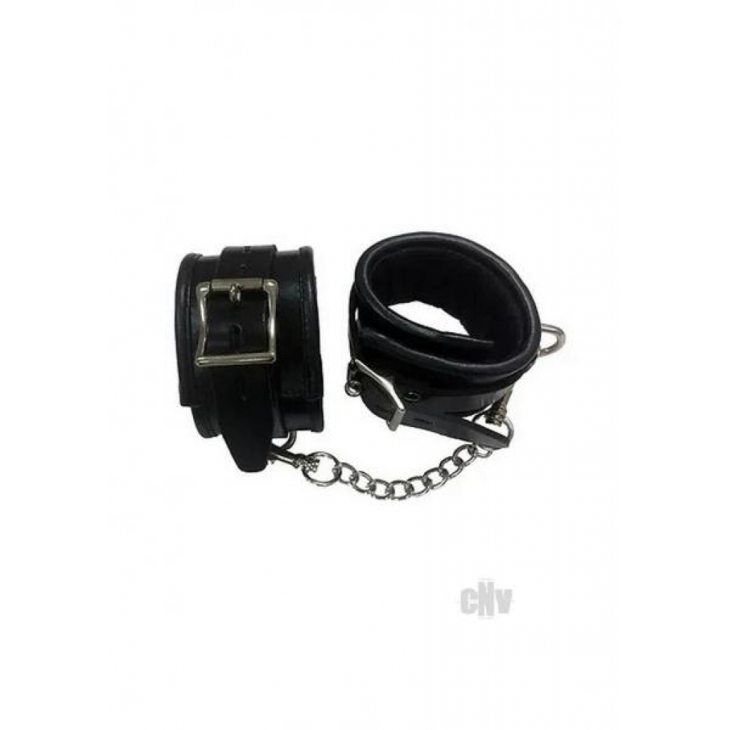 Luxury Padded Leather Wrist Cuffs with Lockable Buckle