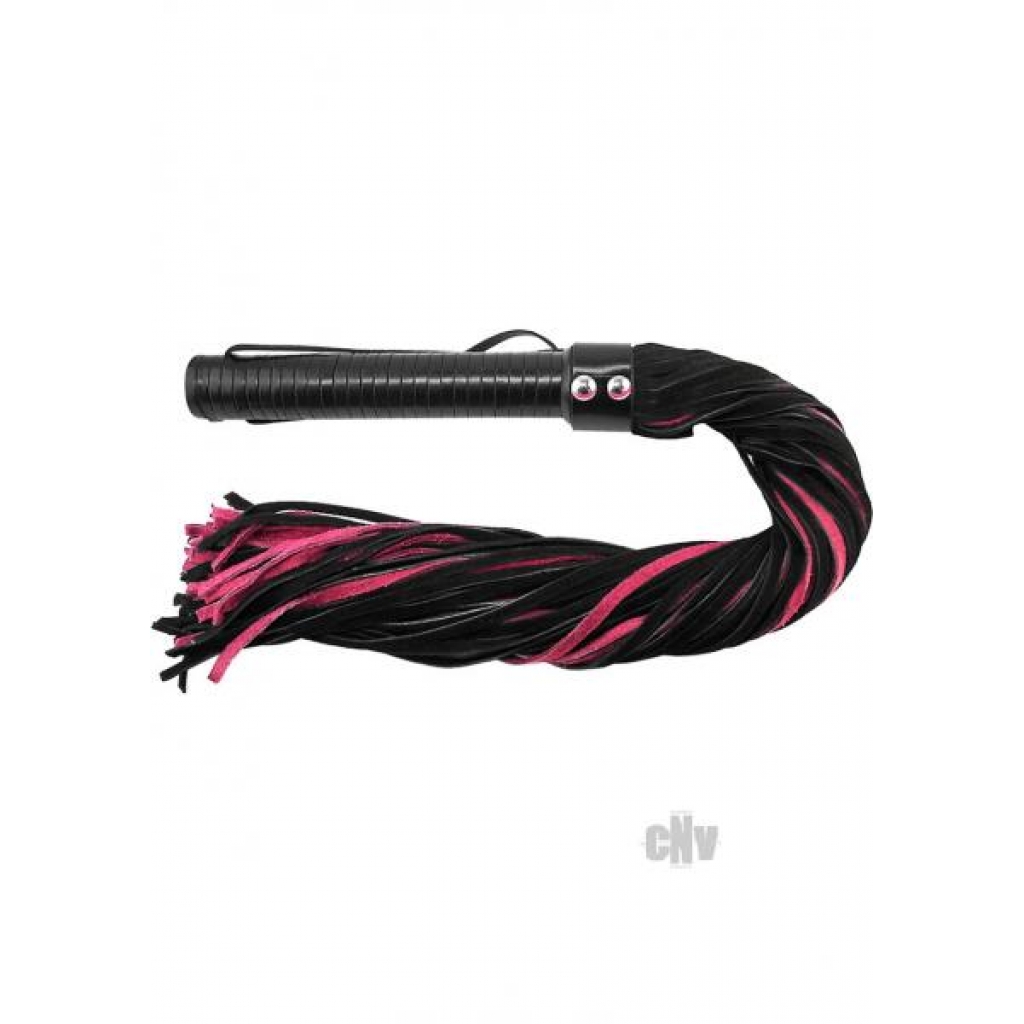 Black and Pink Suede Flogger with Leather Handle