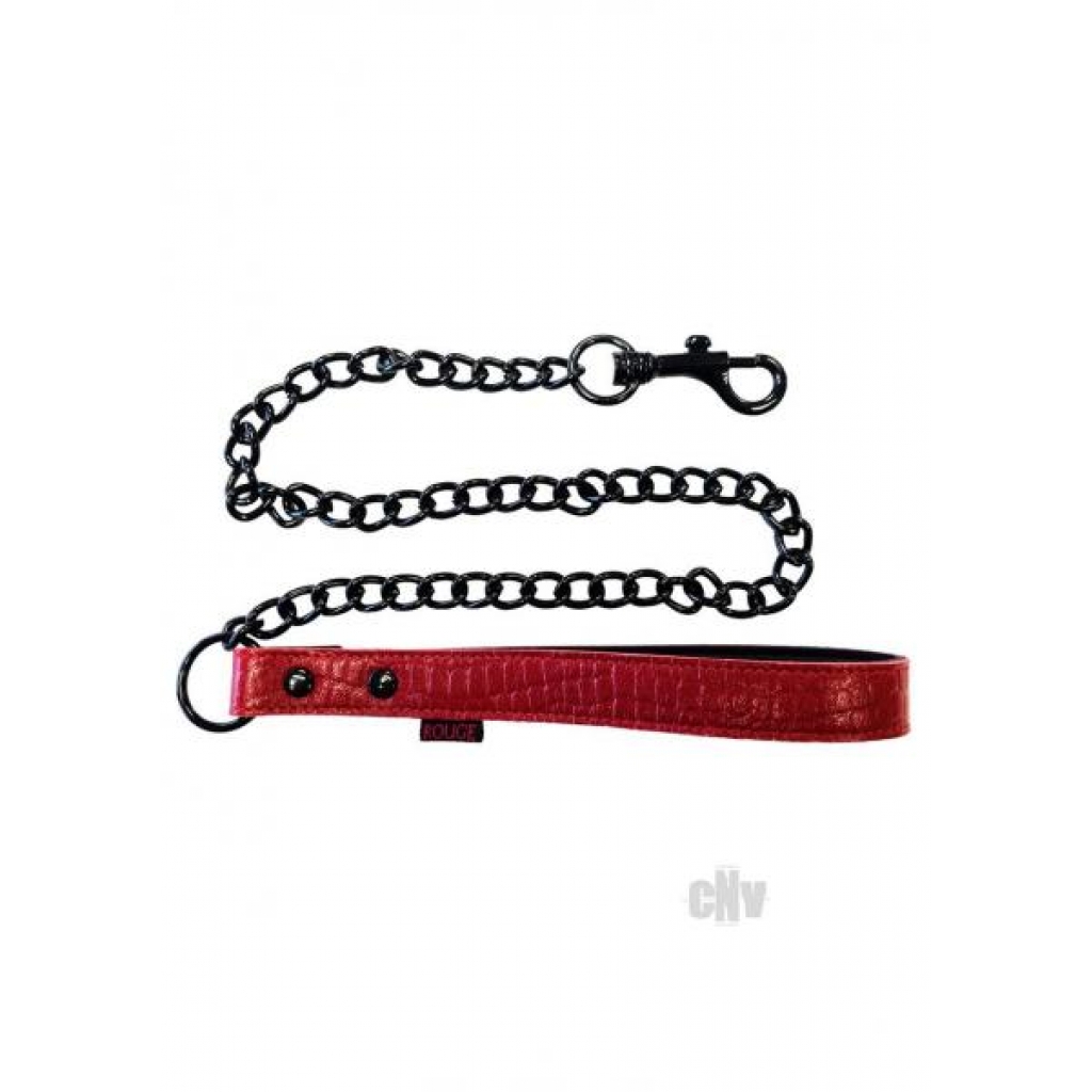 Burgundy and Black Leather Handle Dog Lead Chain